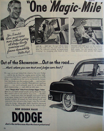Dodge One Magic Mile Ad 1950