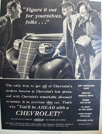 Chevrolet Figure It Out For Yourselves Ad 1938