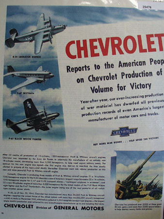 Chevrolet Production of Volume for Victory Ad 1945