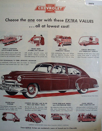 Chevrolet Extra Values Lowest Cost Ad 1949