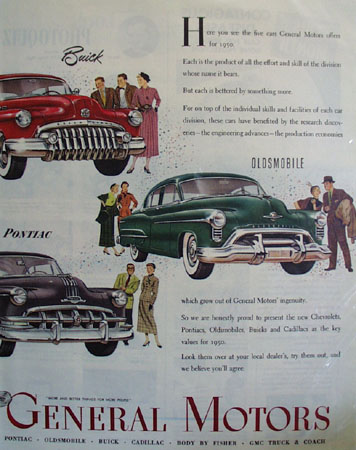 General Motors Presents Key Values For 1950 Ad 1950