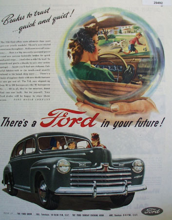 Ford Brakes To Trust Quick and Quiet Ad 1946