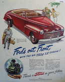 Ford Red Convertible Ad 1946
