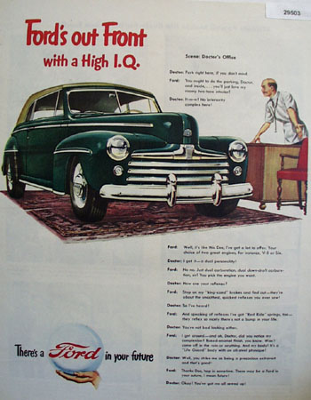 Ford Out Front With High I.Q. Ad 1947