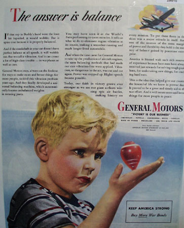 General Motors Boy With Spinning Top Ad 1944
