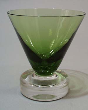 Green art glass wine