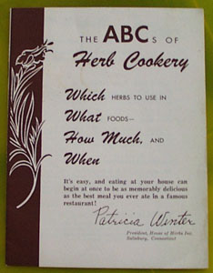 The A B Cs of Herb Cookery Cookbook 20th Century