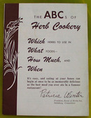 The A B Cs of Herb Cookery Cookbook 20th Century