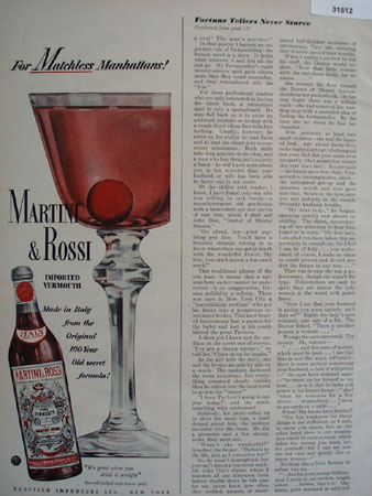 Martini and Rossi Matchless Manhattans 1949 Ad