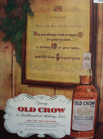 Old Crow Traditional Holiday Time 1955 Ad