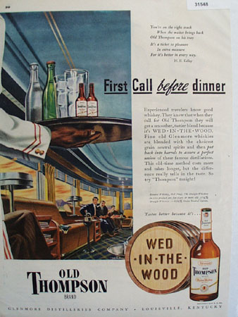 Old Thompson Whiskey Before Dinner 1947 Ad