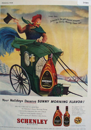 Schenley Whiskey Sunny Rooster 1948 Ad