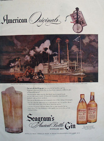 Seagrams Gin Steamboat Racing 1947 Ad