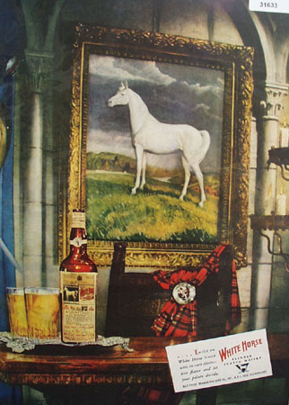 White Horse Scotch Whiskey Horse Picture 1949 Ad