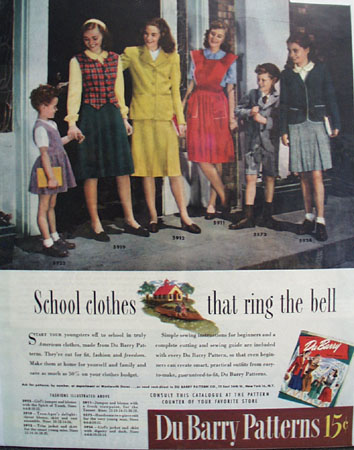 Du Barry Patterns School Clothes 1944 Ad
