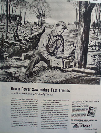 Inco Nickle Power Saw 1949 Ad