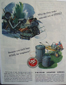 United States Steel Ash Can 1944 Ad