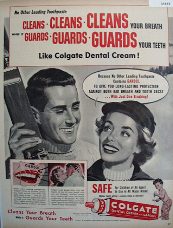 Colgate Dental Cream with Gardol 1956 Ad