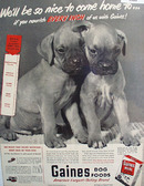Gaines Dog Food Two Puppies 1950 Ad