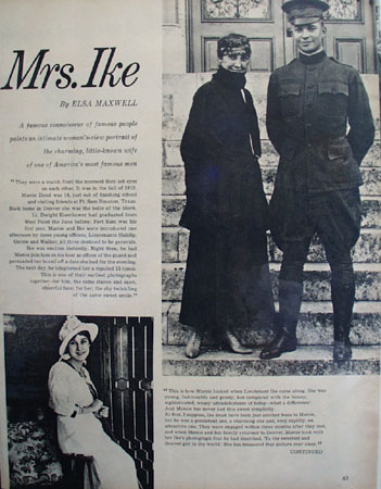 Mrs Mamie Eisenhower Article with Pictures 1952