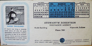 Aetna Life Insurance Advertising Ink Blotter 1951