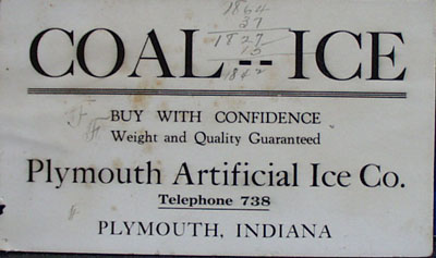 Plymouth IN Artificial Ice Company Ink Blotter