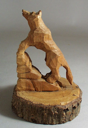 Carved Wolf howling
