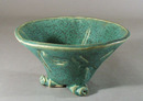3 footed dragon fly art pottery bowl