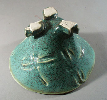 3 footed dragon fly art pottery bowl
