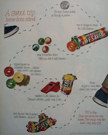 Life Savers Trip Home From School Ad 1951