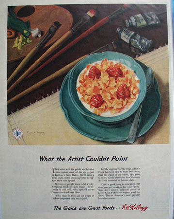 Kellogg Cereal What Artist Could Not Paint Ad 1944