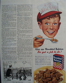 Shredded Ralston Boy In Red Cap Ad 1945