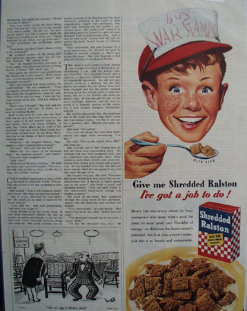 Shredded Ralston Boy In Red Cap Ad 1945