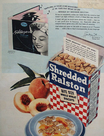 Shredded Ralston and Hildegarde Ad 1945