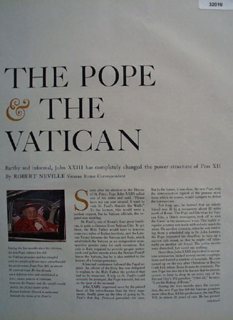 The Pope The Vatican John XXIII Article. 1959