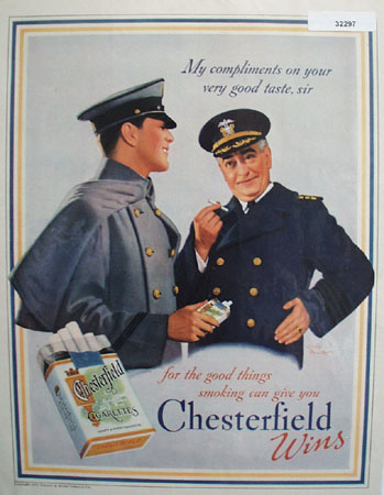 Chesterfield Cigarettes Blue and Gray 1937 Ad