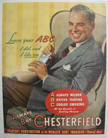 Chesterfield Cigarette Learn your ABCs 1946 Ad