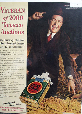 Lucky Strike Cigarette Billie Branch 1938 Ad