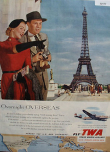 Trans World Airlines Eiffel Tower 1953 Ad