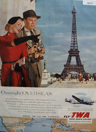 Trans World Airlines Eiffel Tower 1953 Ad