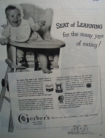 Gerbers Baby Food Seat of Learning 1950 Ad