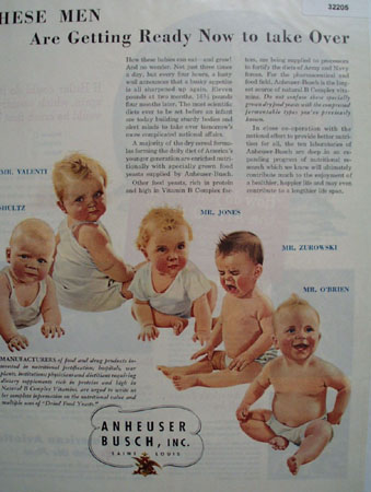 Anheuser Busch Drugs and Vitamins 1945 Ad