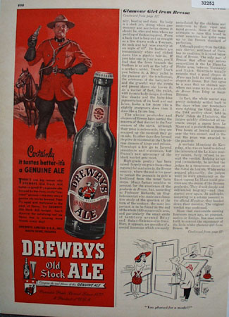 Drewerys Old Stock Ale Mounted Police 1948 Ad