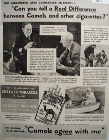 Camel Cigarette Commander Ellsberg 1938 Ad