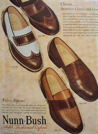 Nunn Bush Shoes Timeless Slip Ons 1948 Ad