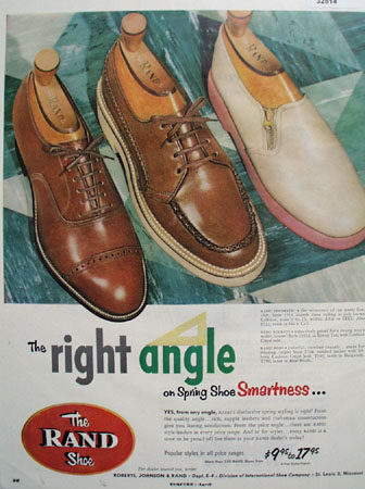 The Rand Shoe Right Angle 1953 Ad