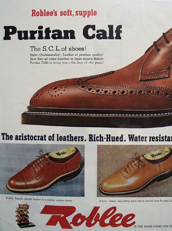 Roblee Shoes Puritan calf 1953 Ad