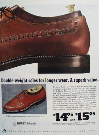 Roblee Shoes Puritan calf 1953 Ad