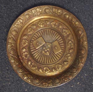 Small Brass Plate with Grapes and Cards
