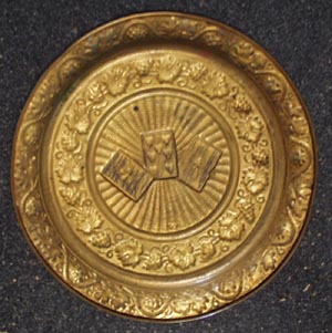 Small Brass Plate with Grapes and Cards